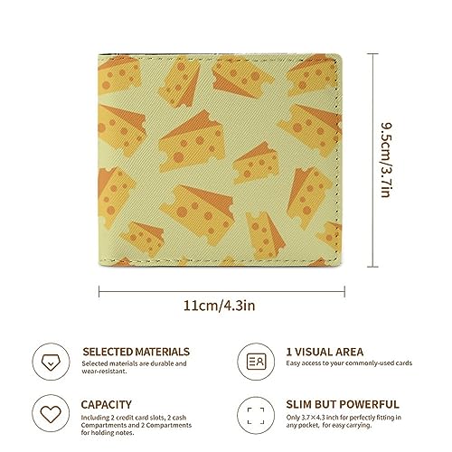 Food Themed Tasty Cheese Wallet for Women & Men Bifold Leather Graphic Card Coin Purse One Size2