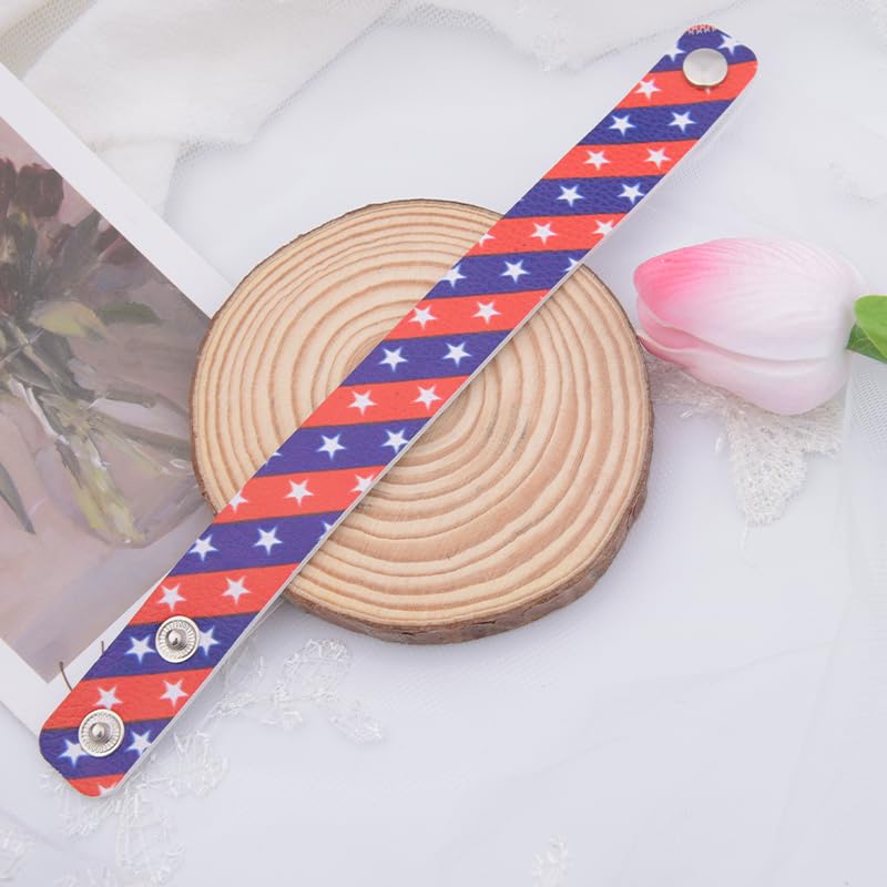 Sdopbinbin Independence Day Gift Bracelet for Men Women Fourth of July Gifts for Women American Flag Wristbands Leather Wristband Red White Adults Women Men USA Bracelet