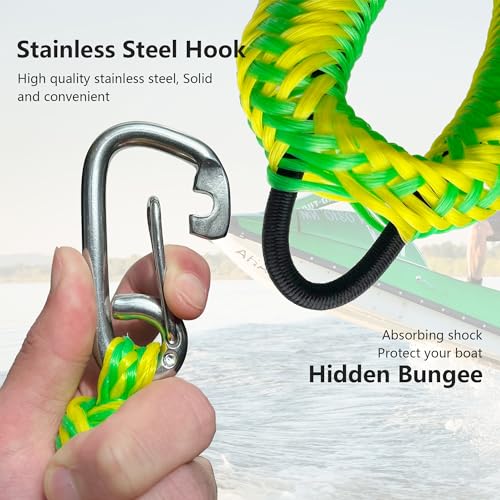 NIUGRECF 4FT Boat Bungee Dock Line Marine Rope 2-Pack for Docking with 316 Stainless Steel Clip Boat Accessory for Kayak, Pontoon, Watercraft, PWC, Seadoo, Wave Runner, Canoe, Power Boat