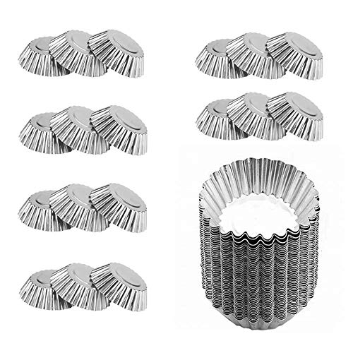Molde de aluminio para tartas de huevos, 50 unidades, para hornear postres, tartas, tartaletas, pasteles y tartas de queso Cover