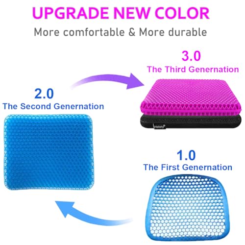 Image of Helishy Gel Seat Cushion, Double Thick Egg Gel Cushion for Pressure Pain Relief, Breathable Wheelchair Cushion Chair Pads for Car Seat Office Chair (Violet)