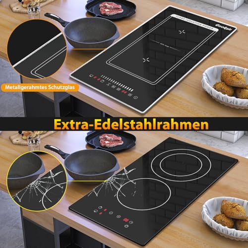 Cooksir Induktionskochfeld 2 Platten mit Stecker, Doppel Kochfeld Einbau 30CM, Herdplatte...