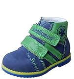  ennellemoo®-Kinder-Baby-Jungen- echt Leder-Schuhe-Lauflernschuhe-Knöchelhoch-Klettverschluss-leichte und Sportive Schuhe aus Vollleder! (25, Blau/Grün)