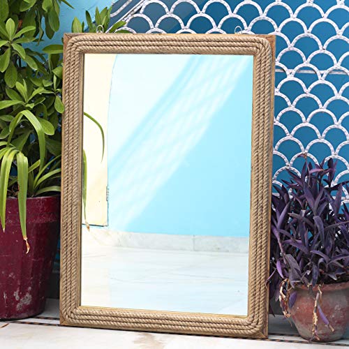 Nagina International First Hayden Coastal Rectangular Premium Rope Accent Nautical Mirror (Large)