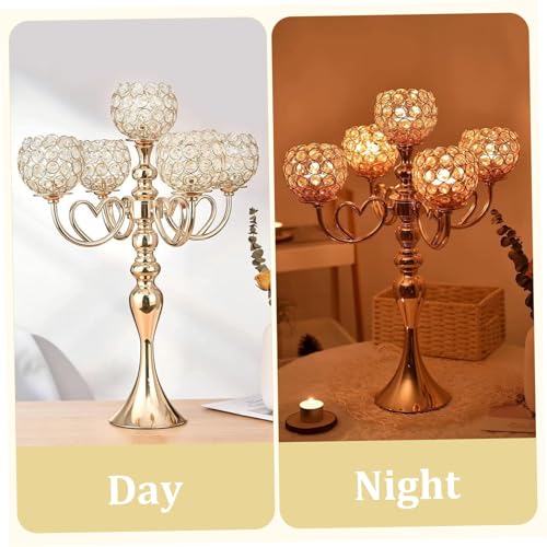 Centres de table candélabres dorés de luxe avec 5 bras pour mariage