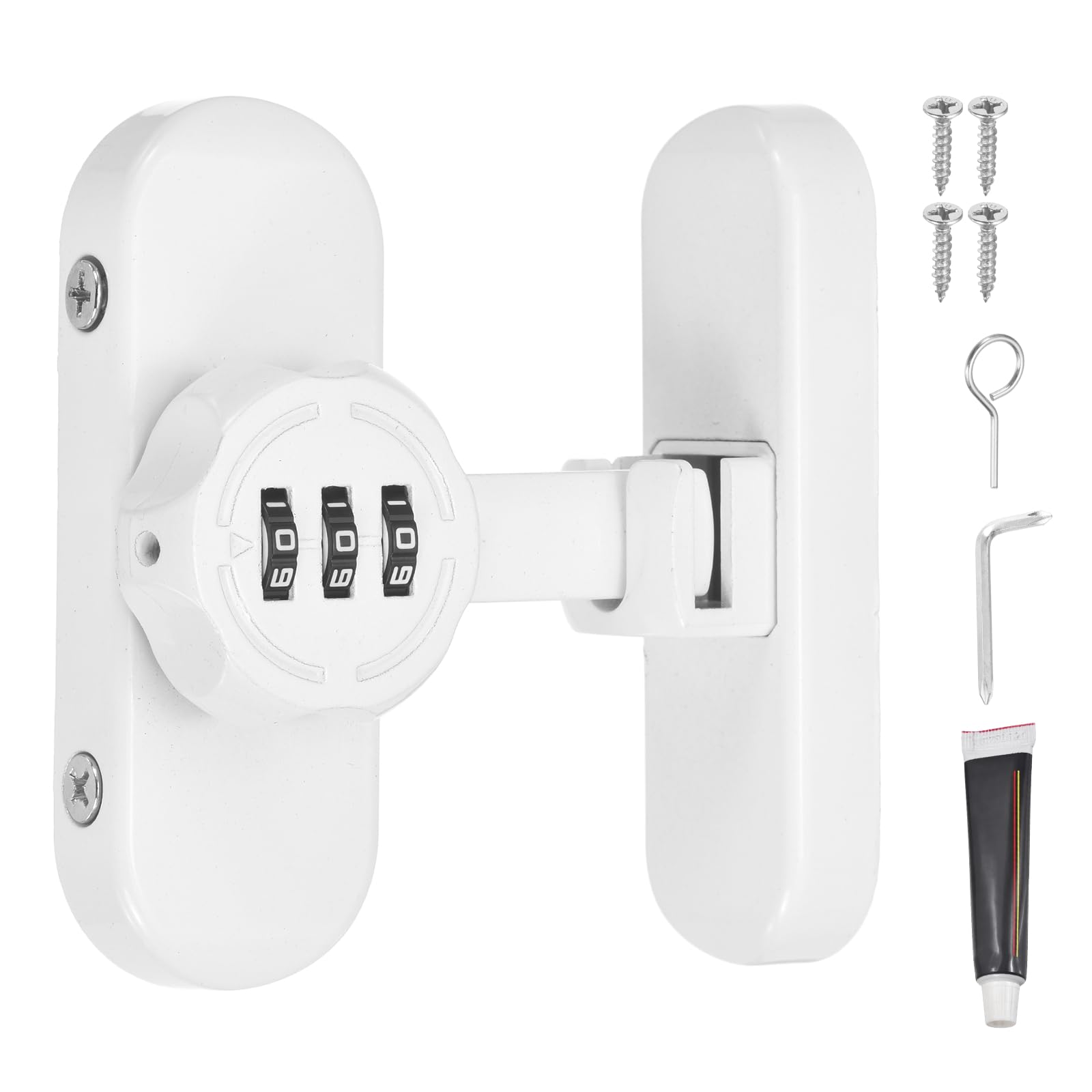 PATIKIL 90/180 Degree Barn Door Combination Lock with Password, 3 Digit Mechanical Password Lock for Sliding Door Gate Cabinets Closet, White