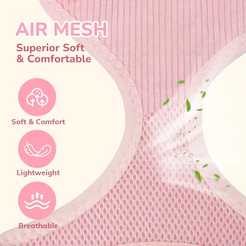 RoseYouth Step-In Cotton Harness & Leash Set with Bowtie (Pink, M) — view 6