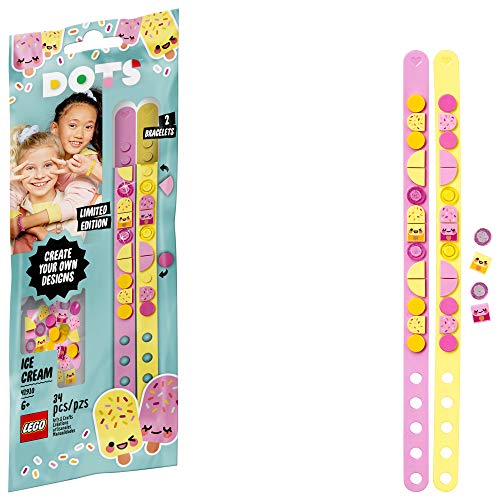 LEGO DOTS Ice Cream Besties Bracelets 41910 Creative DIY Craft Bracelet Kit for Kids, New 2021 (34 Pieces)