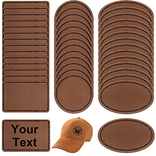 Glitinsel 90 Pcs Leather Patches For Hats Blank Iron On Leatherette Patch Rustic Faux Leather Patches For Jacket Backpack Accessories Decoration Repair Sew Laser Supplies, Oval Round Rectangle #TOP3