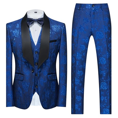 Men's 3 Pieces Sequin Casual Dance Suit Jacket One Button Single Breasted Pants Set Prom Blazer Wedding Coat