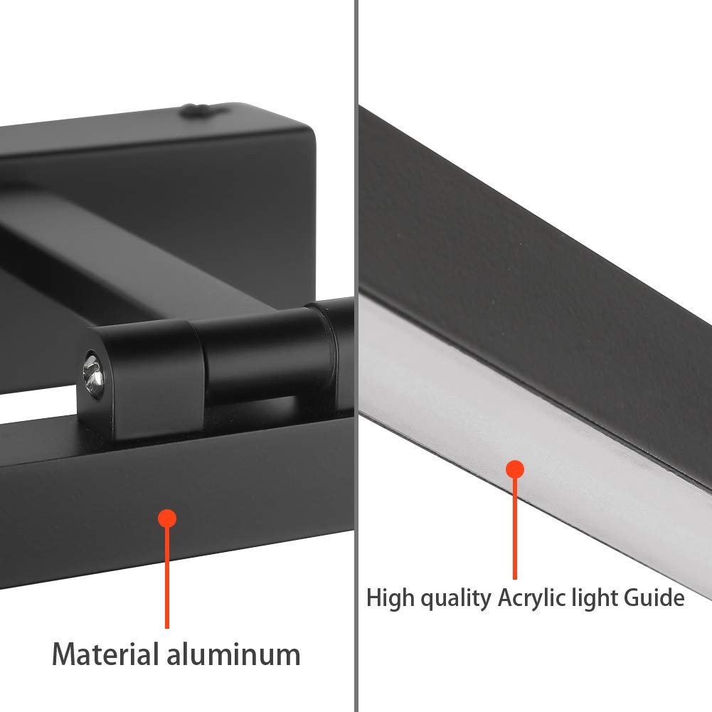 Klighten Lampara Espejo Baño Luz Led 60cm, 18W 1170 Lumen, Impermeable IP44 , Aplique Moderno, Blanco Cálido 3000K, Nero