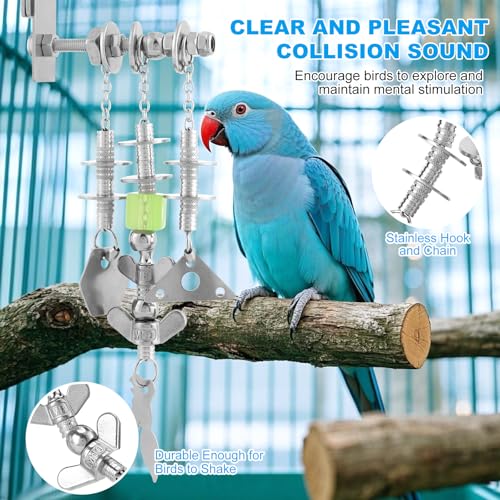 Image of Lulu Buddy's Indestructible Metal Parrot Chew Toy - Swing Links & Melodic Chains for Macaws, African Greys, Amazons - Stainless Steel Cage /Outdoor Enrichment for Intelligent Large Parrots (LB-QG-901)