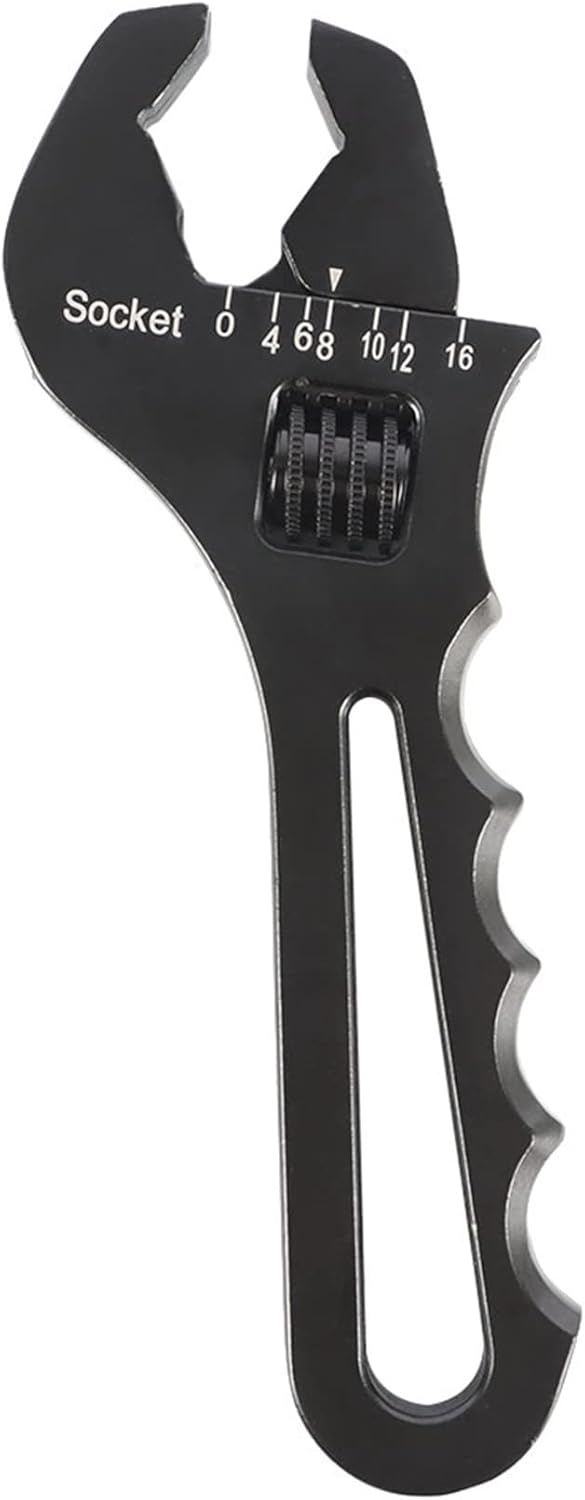 labwork 3AN-16AN Adjustable Wrench Spanner Lightweight Aluminum for An Hose Fitting Adapter End Black