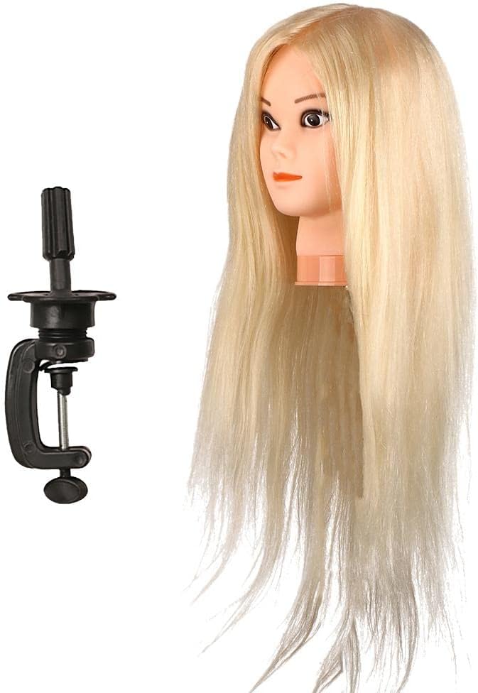 Professional Female Mannequin Head with Long Hair for Hairdressing Training - for Salon Hair Styling Practice, Cutting, Curling, Coloring, and Treatments - - Multicolor, 24in Blonde