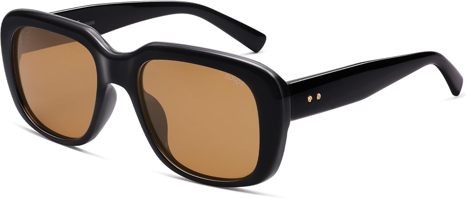 SOJOS Classic Thick Rectangle Polarized Sunglasses for Women Men Trendy 90s Square Frame Shades SJ2635 - Image 3