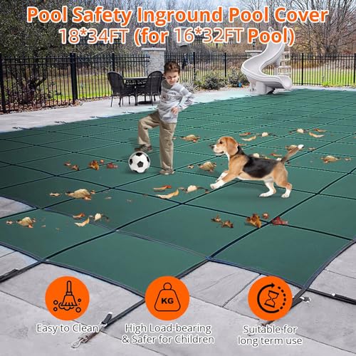 Cobertor de seguridad para piscina Garvee 18x34 pies con escalón miniatura 4