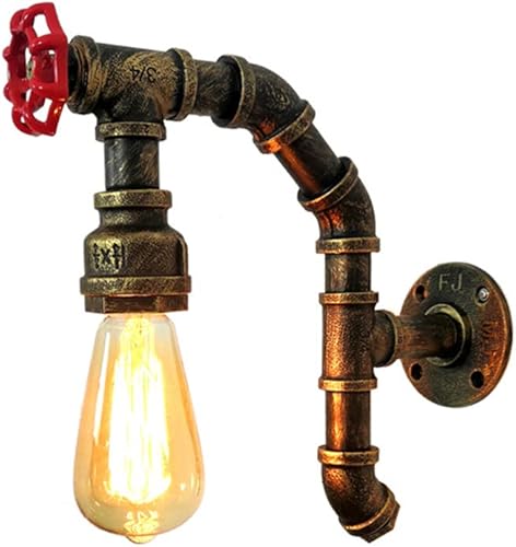 Miniatura 7 de Lámpara de pared de tubo de agua vintage, aplique industrial E27 para loft, restaurante, cafetería y sala de estar, accesorio de iluminación de Negro