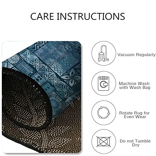 Stair Treads Carpet Runners For Wooden Steps Indoor Hawaiian Style Blue Tapa Tribal Fabric Abstract Patchwork Vintage Rubber Non Slip Stair Runner Rug Mats Kids Dogs Outdoor Step Covers 13Pcs #TOP5