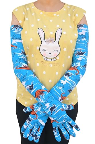 Image of Women's Driving Gloves, Printed Cotton Full Hand Summer Gloves for Protection from Sun Burn /Heat /Pollution (Pack of 1 Pair)