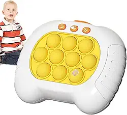 Jogo Eletrônico Pop It, Máquina de Pressionar Rápido, 12,7 x 6 x 10 cm, Branco e Amarelo, Brinquedo Educativo para Coordenação