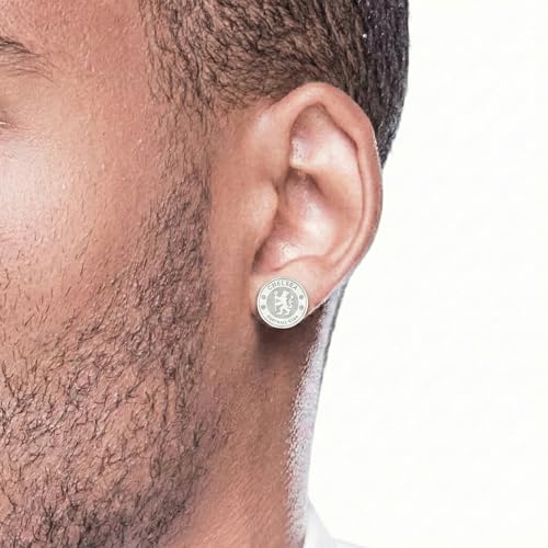 Pendientes del Chelsea FC individuales redondos de acero inoxidable para hombre y mujer 3