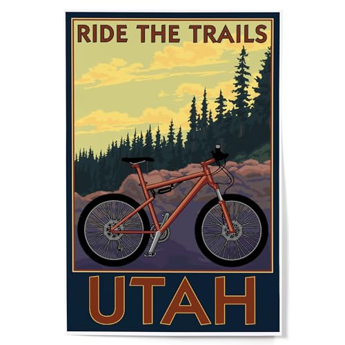 Lantern Press Utah Mountain Bike Trails Art Print 12x18