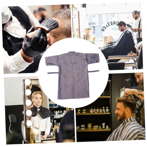 CLISPEED Delantal para Barbero Barbería para Teñir Cabello delantal protector para salón de peluquería y spa, Dorado y Gris miniatura 6