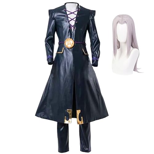 MABAIUDE JJBA Cosplay Leone Abbacchio Costume with Wig Full Set Anime Cosplay Outfits Coat Suits Costume for Halloween - Leone Abbacchio With Wig - Small