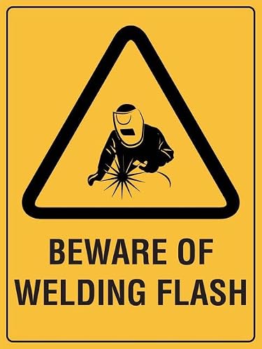 Xewazd A690 8"X12" Rust-Free Aluminum Sign - Caution Beware Of Welding Flash, Indoor & Outdoor Use For Fence & Yard