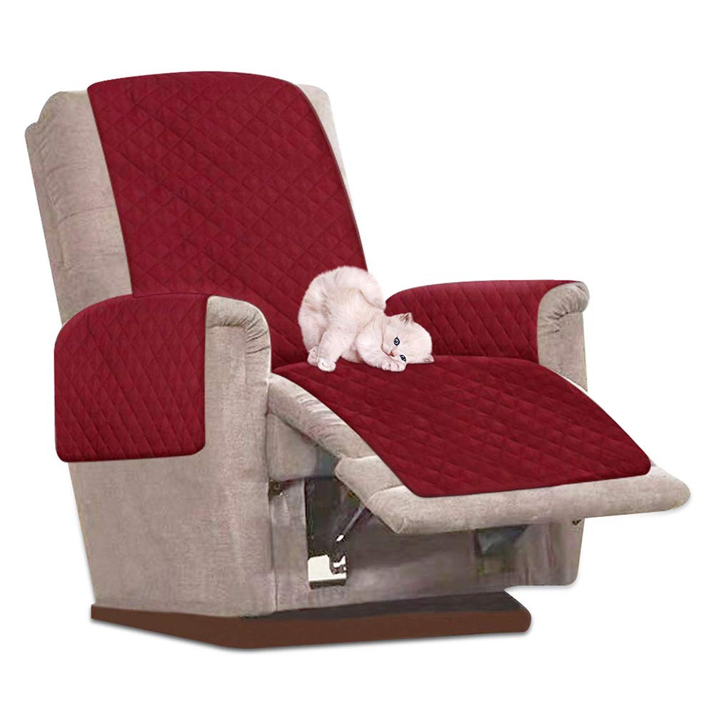 Ghopy Funda de Sillón Relax Reclinable Impermeable Funda Cubre Sofá Universal Funda para Sillón de 1 Plaza Antimanchas y Antiarañazos (Vino Rojo)