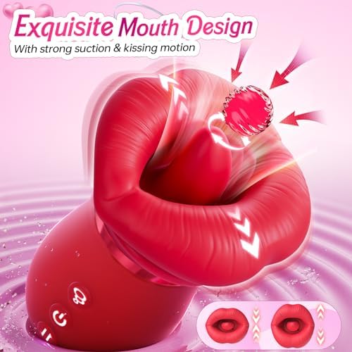 Vibrator Adult Sex Toys for Women - 5IN1 Mouth Sucking Vibrator Rose Sex Toy, 10 Tongue Licking, 3 Auto & 1 Manual Sucking Adult Toys New APP, Nipple Anal Toys G Spot Vibrators Female Couples Sex Toys — view 2