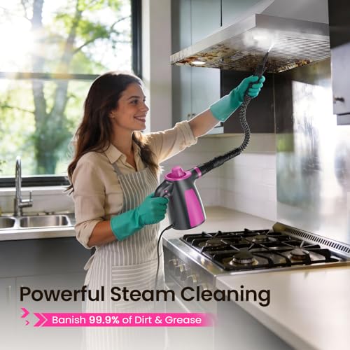 Image of Steam Cleaner, Pressurized Handheld Multi-Surface Natural Steam Cleaner with 12pcs Accessory & Safety Lock, Portable Steamer for Cleaning Home, Kitchen, Bathroom, Car, Upholstery, Grout, Window