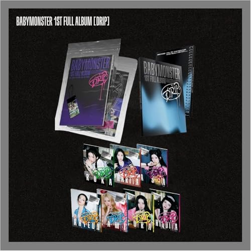 BABYMONSTER DRIP 1st Full Album with Tracking Sealed Baby Monster (3 Ver Set(Binder+Zip Lock+1 Random TAG)) + Extra photocards