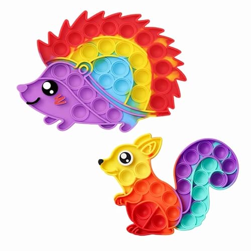 ランクチュアリー プッシュポップ ストレス発散 知育玩具 2個セット カラフル 大人 子供 おもちゃ セットG リス ハリネズミ