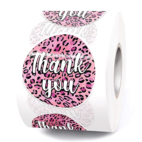 Muminglong Cute Pink Leopard Print Thank You Small Business Stickers,Thank You Stickers,Happy Mail Stickers,Handmade Stickers,Small Shop Sticker,Package Stickers For Small Business, 500 Pcs #TOP21
