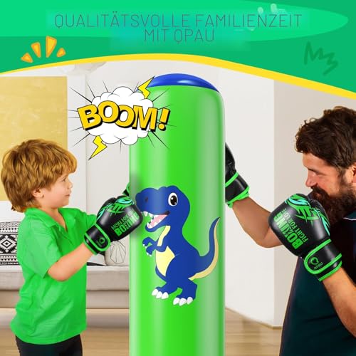 QPAU Boxsack Kinder, Aufblasbarer Standboxsack für 3-8, Geschenke FüR Jungen Und MäDchen, Boxsack Stehend Kinder Set für Die Praxis Karate, Taekwondo, MMA