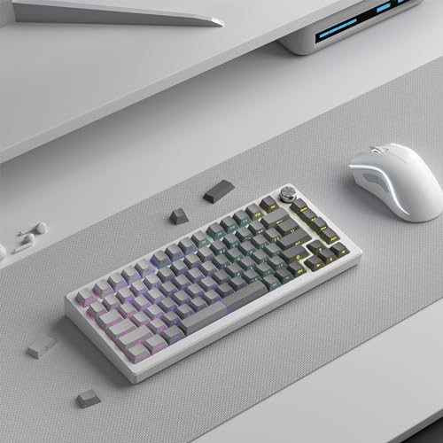 XVX Shine Through Gradient Keycaps Gray, Cherry Profile Side Printed Keycap Set, Double Shot PBT Keyboard Key Caps Compatible with Gateron Cherry MX Switches Mechanical Gaming Keyboards