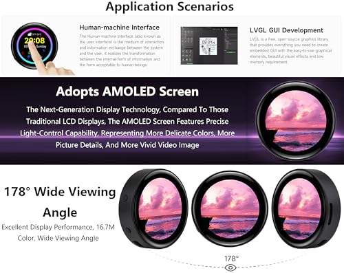 Image of ESP32-S3 1.43inch AMOLED Display Development Board, 466x466 Resolution 16.7M Color QSPI Interface, ESP32 with Capacitive Touch AMOLED Round LCD, Support 2.4 GHz Wi-Fi and BLE 5, with CNC Metal Case