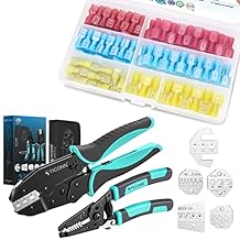 TICONN 100 Pcs Nylon Spade Quick Disconnect Connectors Kit+Crimping Tool for Heat Shrink Connectors