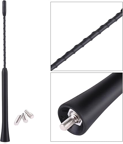 Miniatura 4 de Antena aérea, antena universal de 9 pulgadas de goma, repuesto de mástil antiruido, antena de radio FM aérea con accesorios de rosca de tornillo