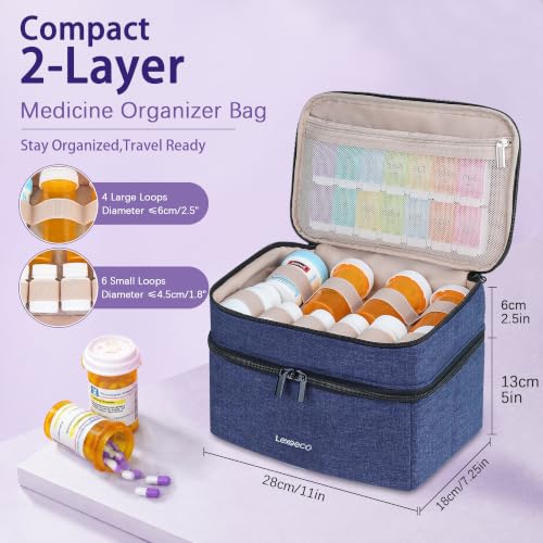 Image of Lexeeco Dual Layers Medicine Pill Bottle Organizer Bag with Lockable Zipper