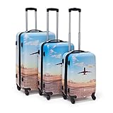 Relaxdays GmbH 3-Piece Suitcase Set Hardcase Luggage with Combination Lock, 4 Wheels Rotatable 360°, Travel Juego de Maletas, 75 cm, 90 Liters, (Multicolour)
