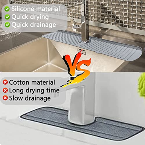 Kitchen Sink Splash Guard,24\" Silicone Faucet Handle Drip Catcher Tray Mat, Large Silicone Faucet Mat, Sink Protectors for Kitchen Sink Accessories,Bathroom Sink