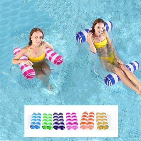 JUXIAO Pool Floats Adult Size - 6 Pack Pool Floaties Hammock Multi-Purpose 4-in-1 Pool Noodles Floaties for Adults Cover