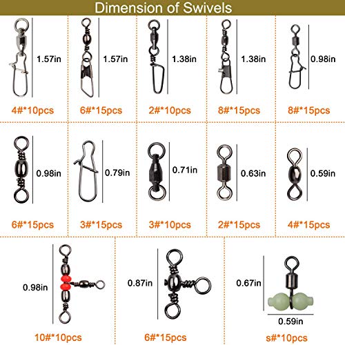 170pcs Fishing Swivel Snaps Kit with Ball Bearing Swivel and Duo Lock Snap Connector Clips - Image 2