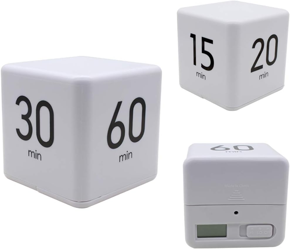 Ranvi TimeCube Timer, 15,20,30 and 60 Minutes, for Time Management Kitchen Timer, Kids Timer, Workout Timer, White - Image 5