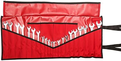 26 Pocket Tool Organizer Roll Up Pouch SAE & Metric Tools Bag Roll-Up Pouch Hand Crafted Heavy Weight, Water Proof Ballistic Polyester Oxford Canvas - Red