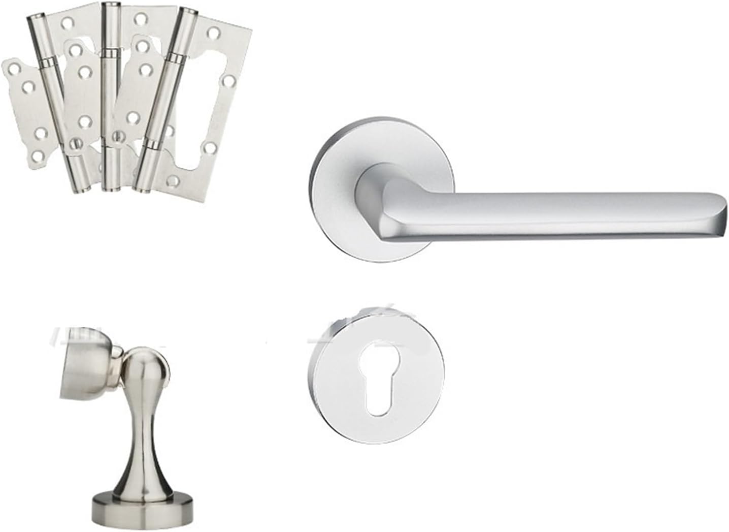 Black Interior Door Lock Space Aluminum Magnetic Handle Door Split Handle Bedroom Door Lock Silent Wooden Door Lock(431 Space Silver Package)