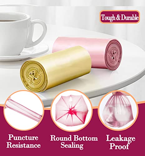 4 Gallon 180pcs Small Pink Trash Bags Strong Pink Garbage Bags, Bathroom Trash Can Bin Liners, Plastic Bags for Home Bedroom Office, Waste Basket Liner, Fit 12-15 Liter, 3,3.5,4,4.5 Gal(Pink 180)
