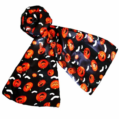 Halloween Scarves with Pumpkins and Bats